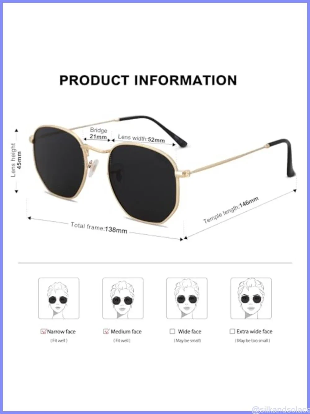 SOJOS Square Polarized Sunglasses UV400 TAC Lens Lightweight Metal